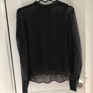 FRAME DENIM black sheer polka dot blouse